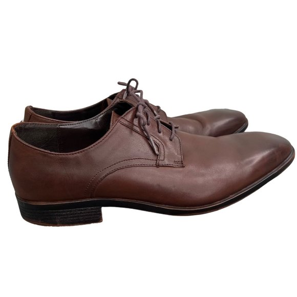 Saks Fifth Avenue Tatum Oxford Brown Leather Dress Shoes size 10 Men - Picture 4 of 9